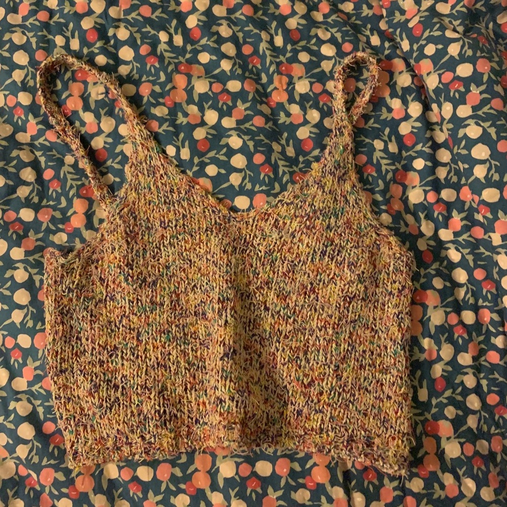 urban outfitters colorful knit cropped tank top